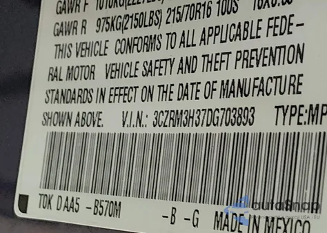 2013 Honda Cr-V Lx z USA, uszkodzony, nr VIN 3CZRM3H37DG703893